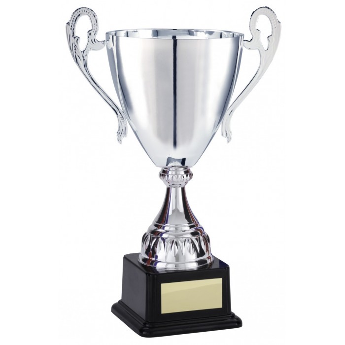 LARGE SILVER METAL HANDLED TROPHY CUP - 3 SIZES - 34CM to 51CM